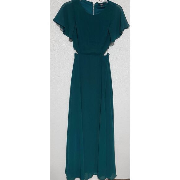 Lulus NWT Emerald Green Garden Bliss Maxi Dress Small Cut Out Formal Bridesmaid - Picture 5 of 9